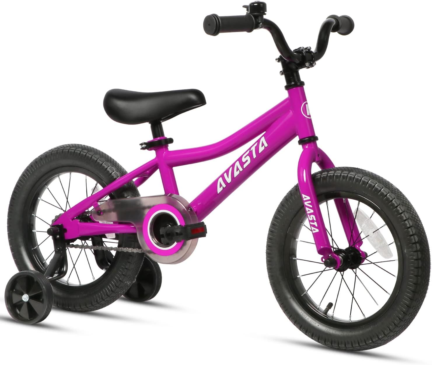 AVASTA Bilbo – Bicicleta infantil de 14, 18, 20 pulgadas, para niños de 3 a 10 años, con soporte y doble freno de mano, asiento ajustable, varios