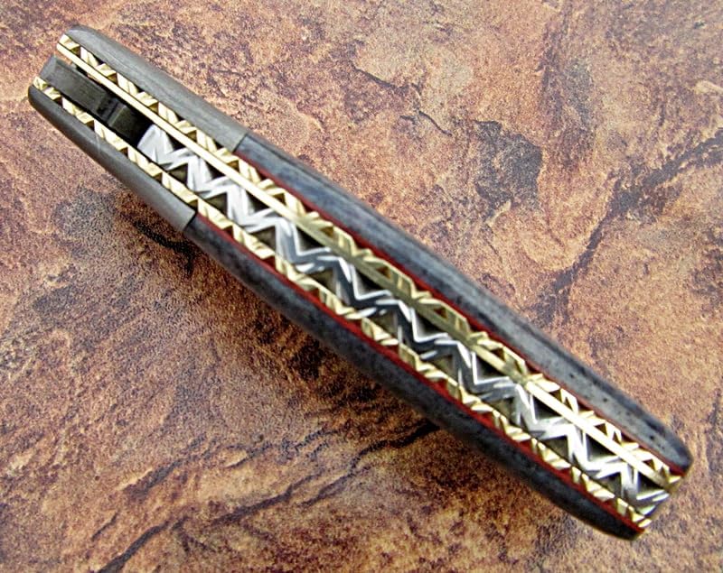 FZ-30 Cuchillo de bolsillo de Damasco hecho a mano para hombres  Cuchillo plegable con bloqueo de revestimiento  Cuchillo de bushcraft para pesca,