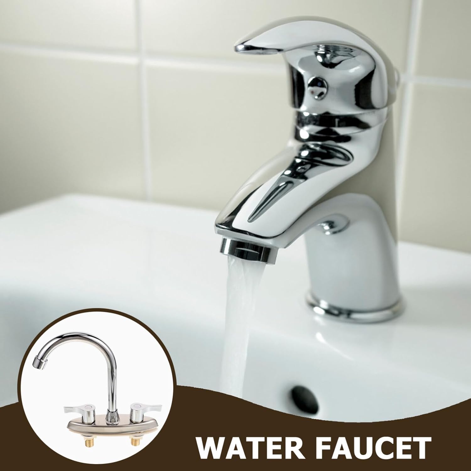 Uonlytech Grifos de baño de cascada de doble manija Grifo de fregadero de metal grifo de agua fría caliente grifo de cocina grifo de lavabo para RV