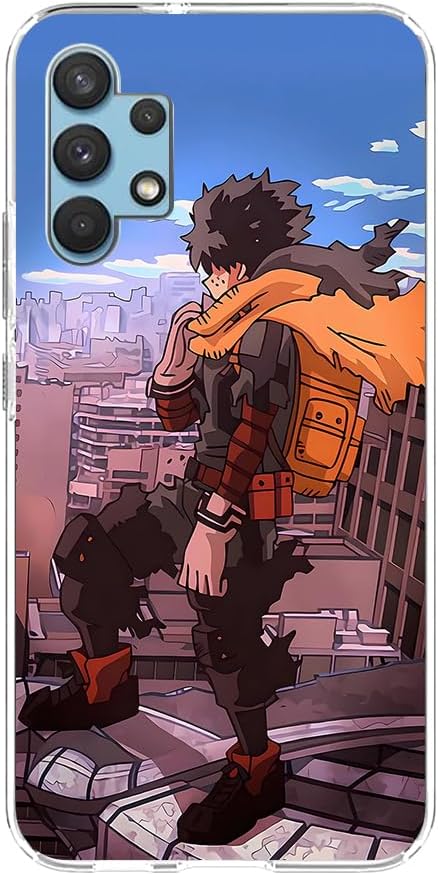 NOLLAM Protect Clear Soft Matte TPU Wireless Charging Transparent Liquid Silicone Cover Case for Samsung Galaxy A32 5G Midoriya Izuku Anime Japan