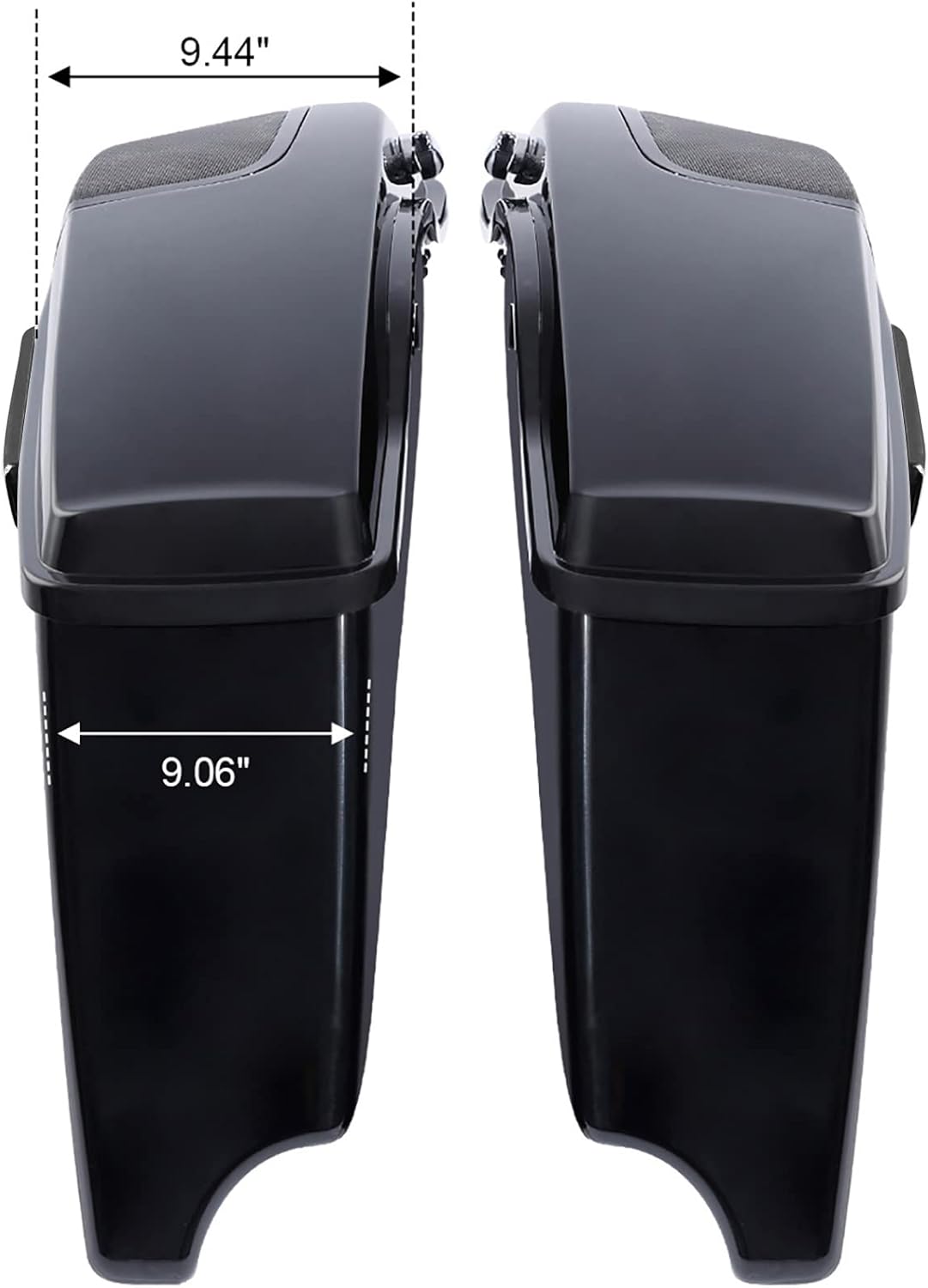 TCT-MOTORPARTS – Alforjas rígidas para motocicletas, 4 pulgadas más extensas, color negro vívido