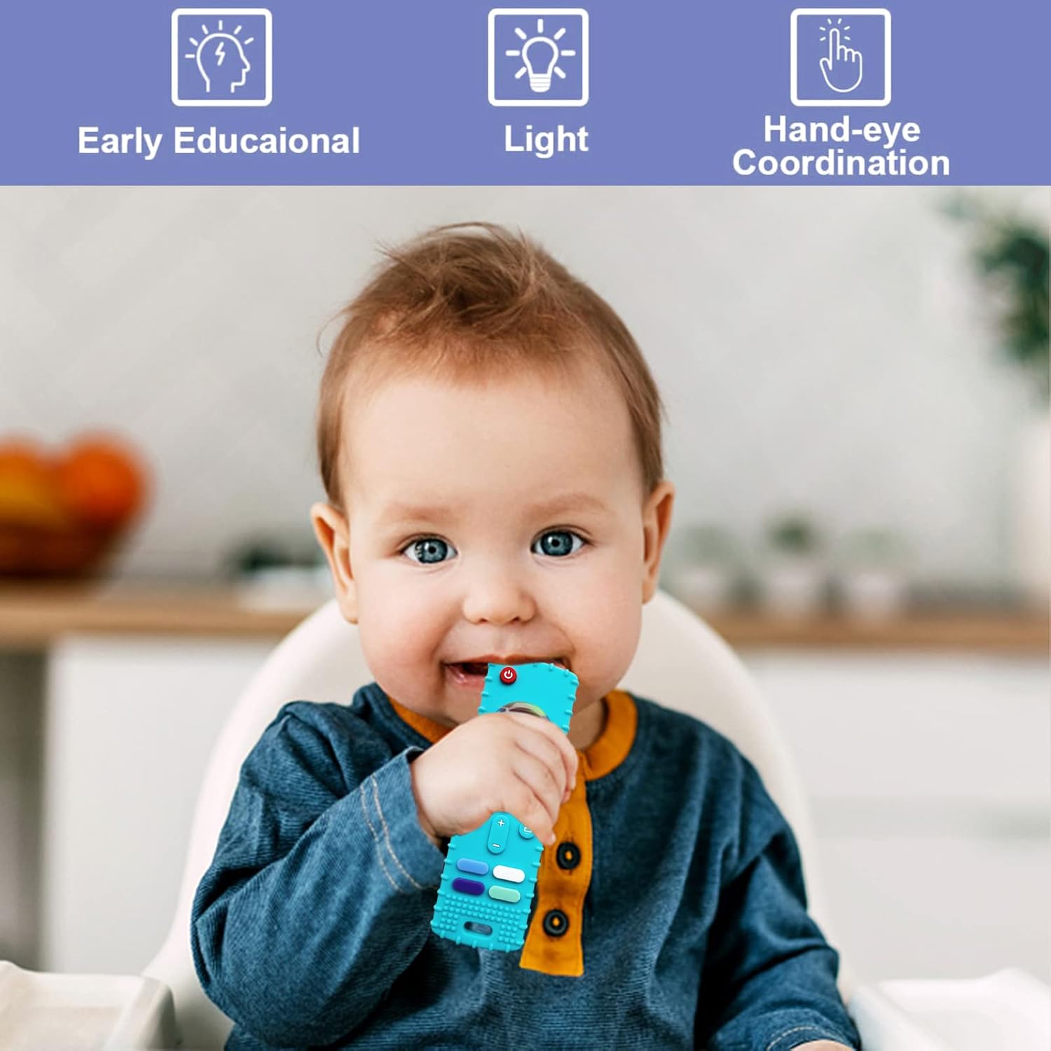 Juguetes de dentición para bebés, forma de control remoto de televisión, juguetes de dentición para bebés de 0 a 18 meses, sin BPA (negro + rosa)