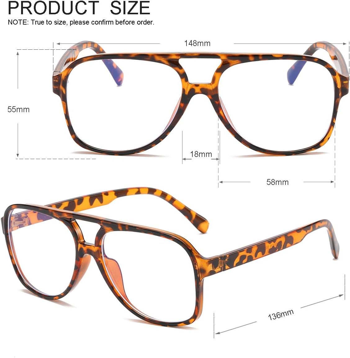 JOVAKIT Gafas de aviador con luz azul para mujeres y hombres, moda retro de los años 70, marco de aviador, gafas de ojo para computadora, antifatiga