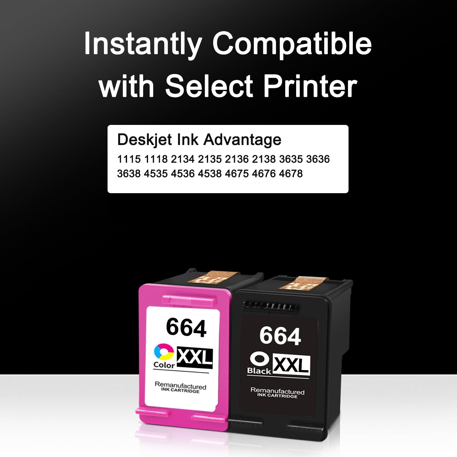 664xl – Cartucho de tinta negro y color de repuesto para HP 664 XL para impresora DeskJet 1115 2135 2138 3635 3636 3638 4675 4676 4678 4535 4536