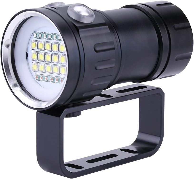 Linterna de buceo, luz de buceo, 180W 18000 lúmenes IPX8 Equipo de buceo impermeable, 984.3 ft a 1,640.4 ft de luz de buceo con 3 luces y 7 modos,