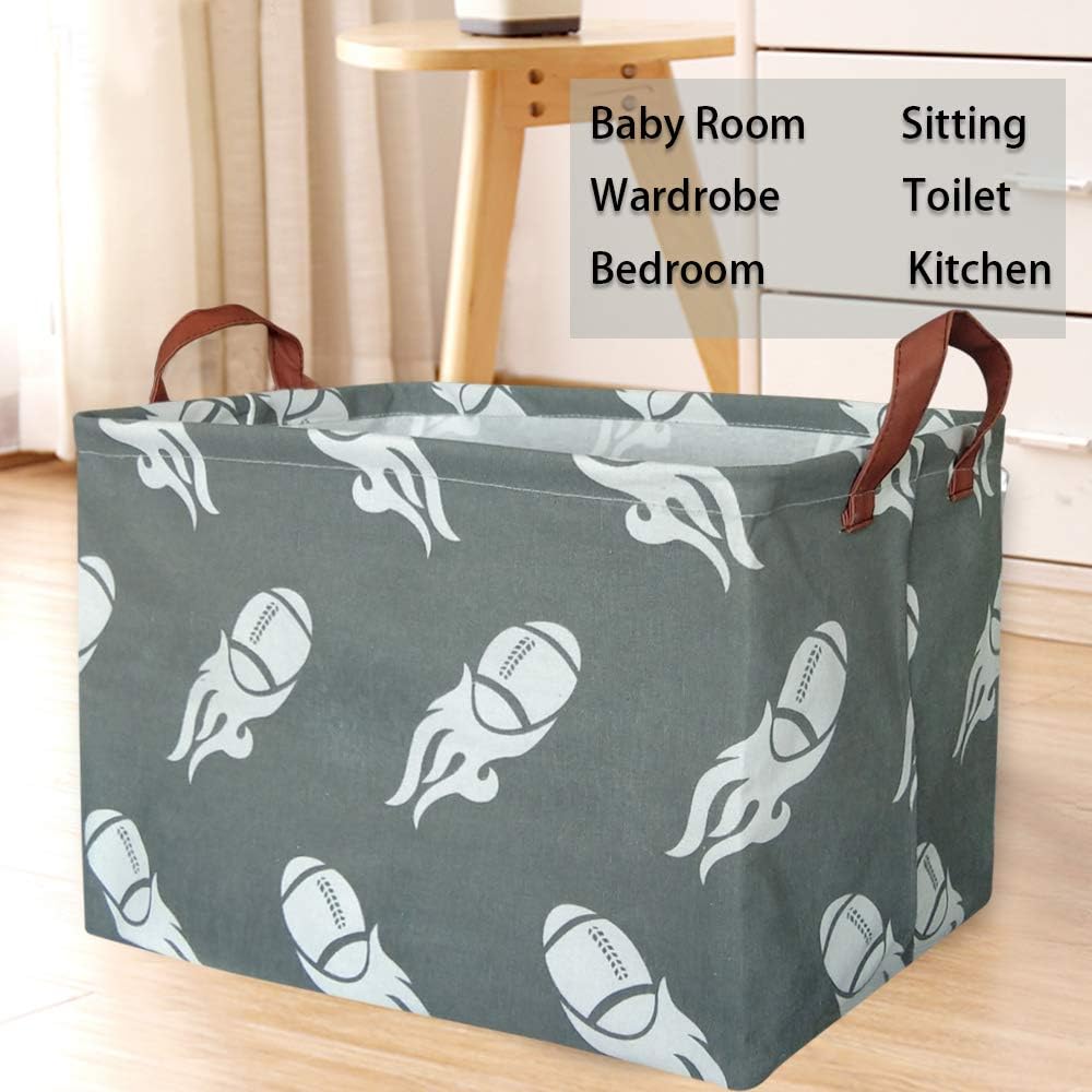 BOOHIT – Cesta rectangular de almacenamiento, cesta de guardería de tela de lona para guardar juguetes, caja organizadora impermeable, cesta de