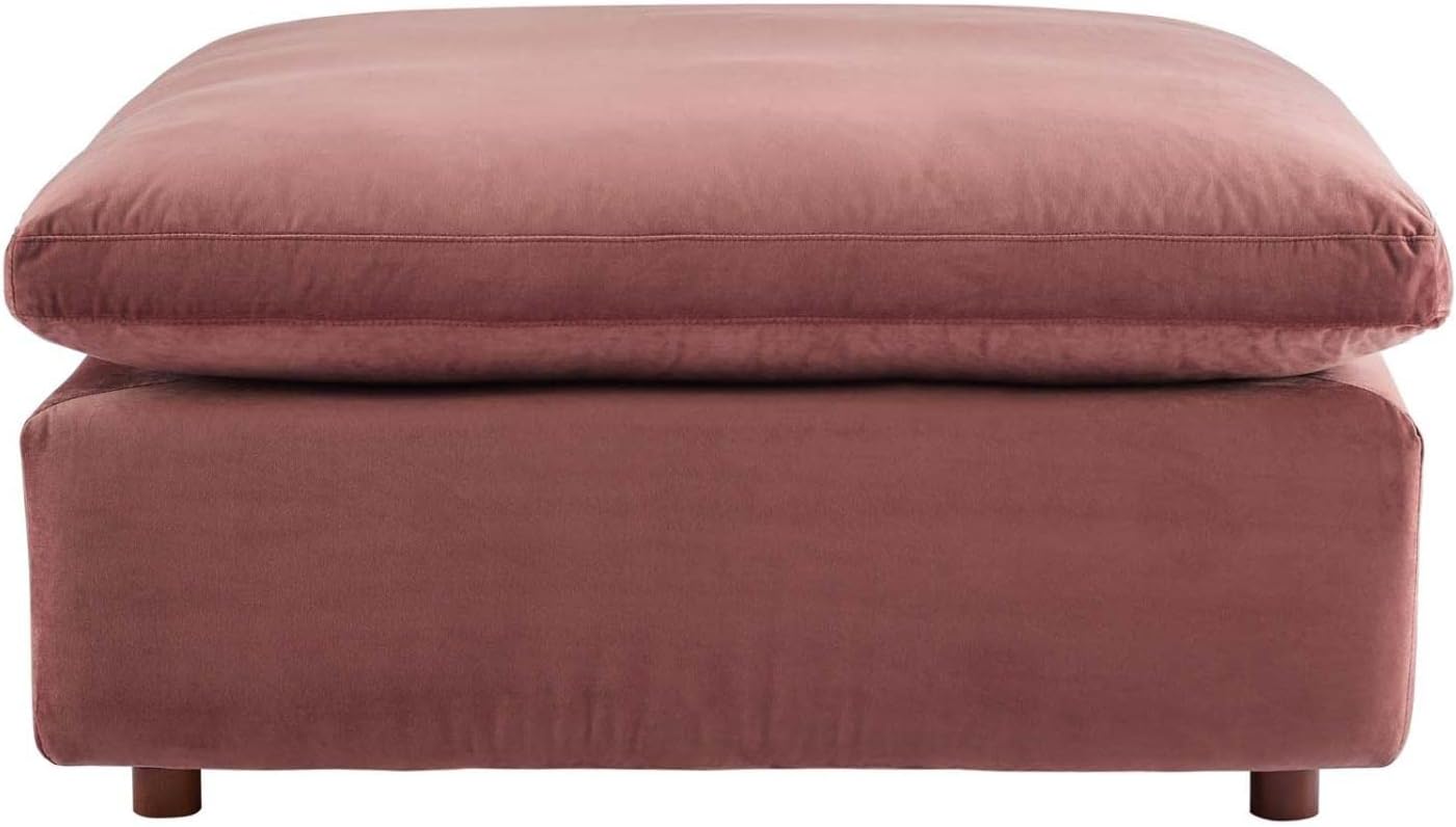 Modway Commix Sofá seccional de 6 piezas de terciopelo de alto rendimiento relleno de plumón en rosa polvoriento