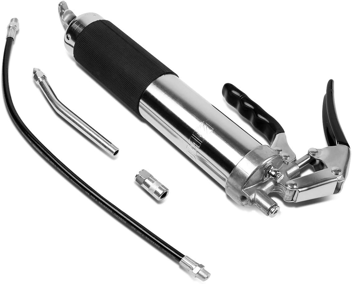 DNA Motoring TOOLS-00102 Pistola de engrase manual  17 pulgadas, manguera de grasa de mano con mango de pistola de manguera flexible, accesorios de