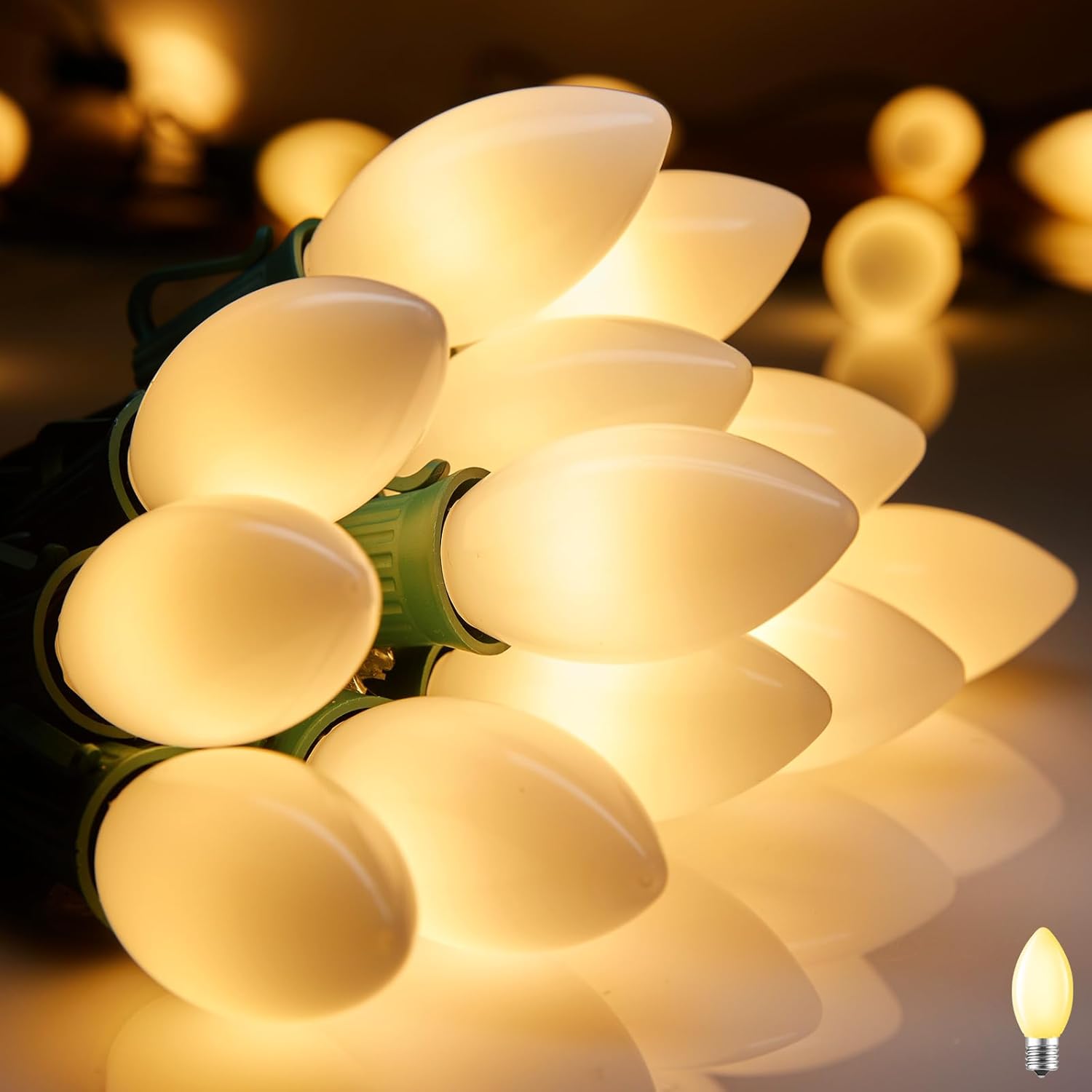 Luces LED vintage C9 de Navidad para exteriores, cadena de luces C9 de 25 pies con 25 bombillas mate inastillables, luces impermeables conectables