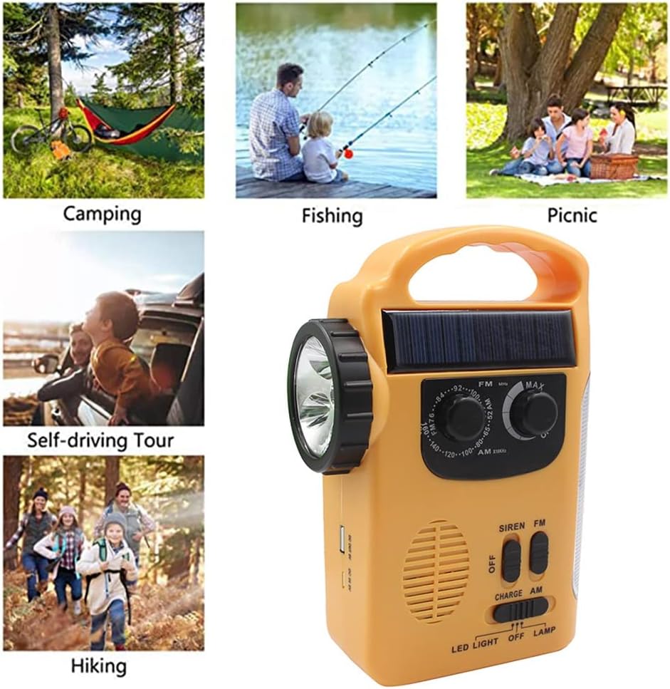 D339 Solar Antorcha Radio Multifuncional Alarma de Emergencia Sonido Teléfono Celular Carga AM FM Radio Generador de Manivela