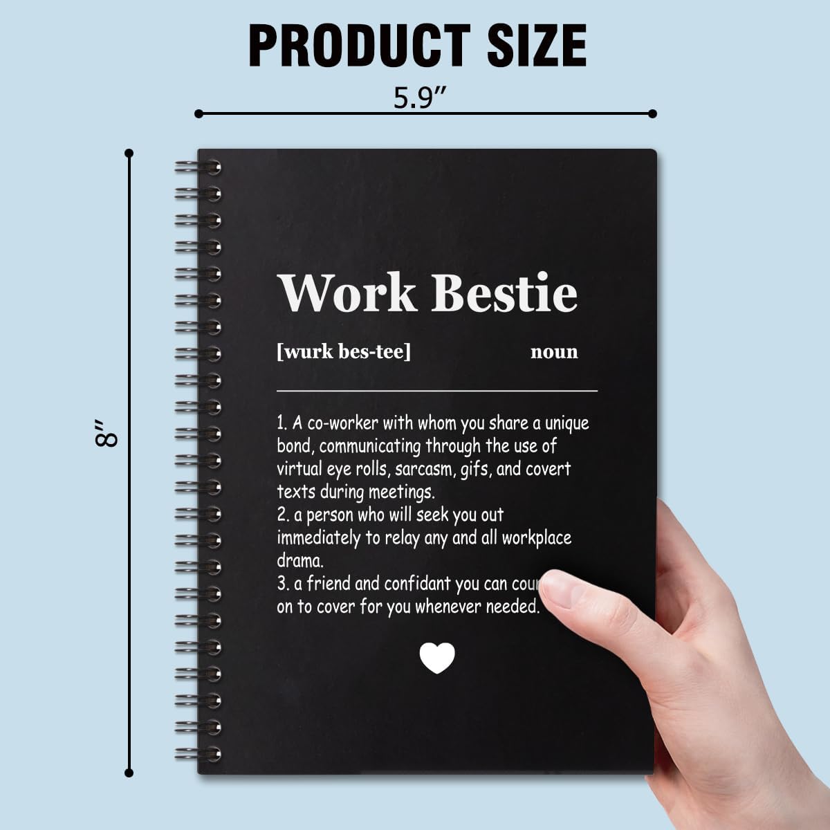 Work Bestie Definition – Cuaderno en espiral para mujeres, amigas, profesores, amantes de los libros, regalo para mejores amigos, regalo para