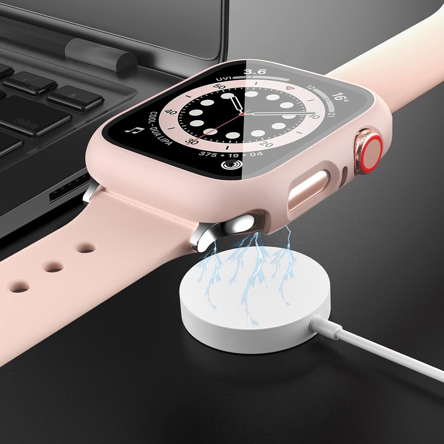 Paquete de 5 fundas con protector de pantalla de vidrio templado para Apple Watch SE Series 654 2022 de 1.575 pulgadas, JZK Hard PC HD, cubierta