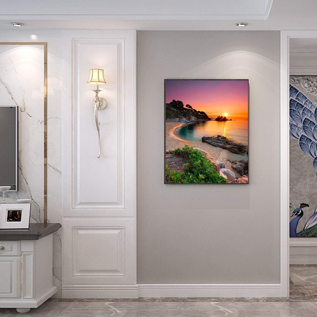 ACENGXI Kit de pintura por números para la playa amanecer por números, pintura al óleo por números amanecer playa DIY lienzo pintura por números,