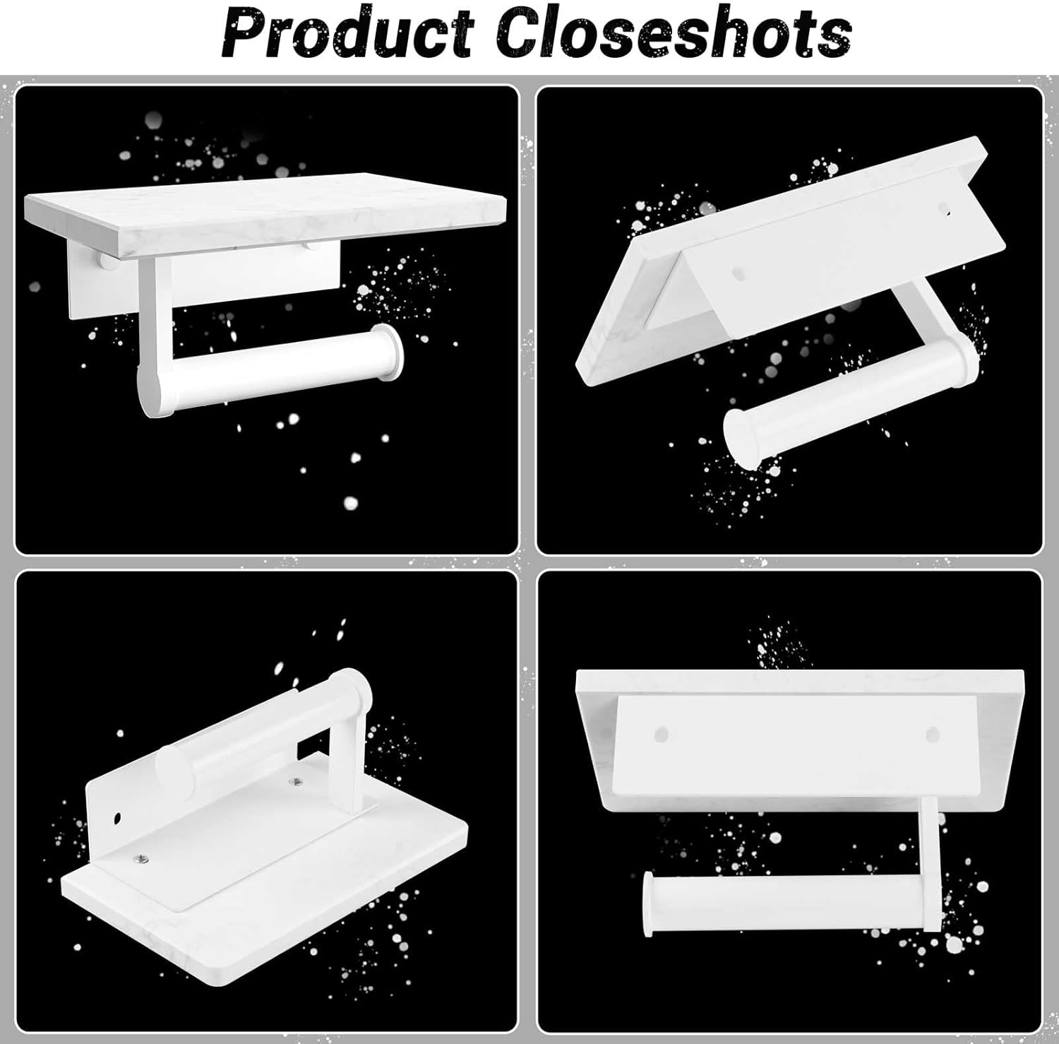 Soporte de papel higiénico de mármol con estante, soporte de papel higiénico de acero inoxidable con tornillo de acero inoxidable montado en la