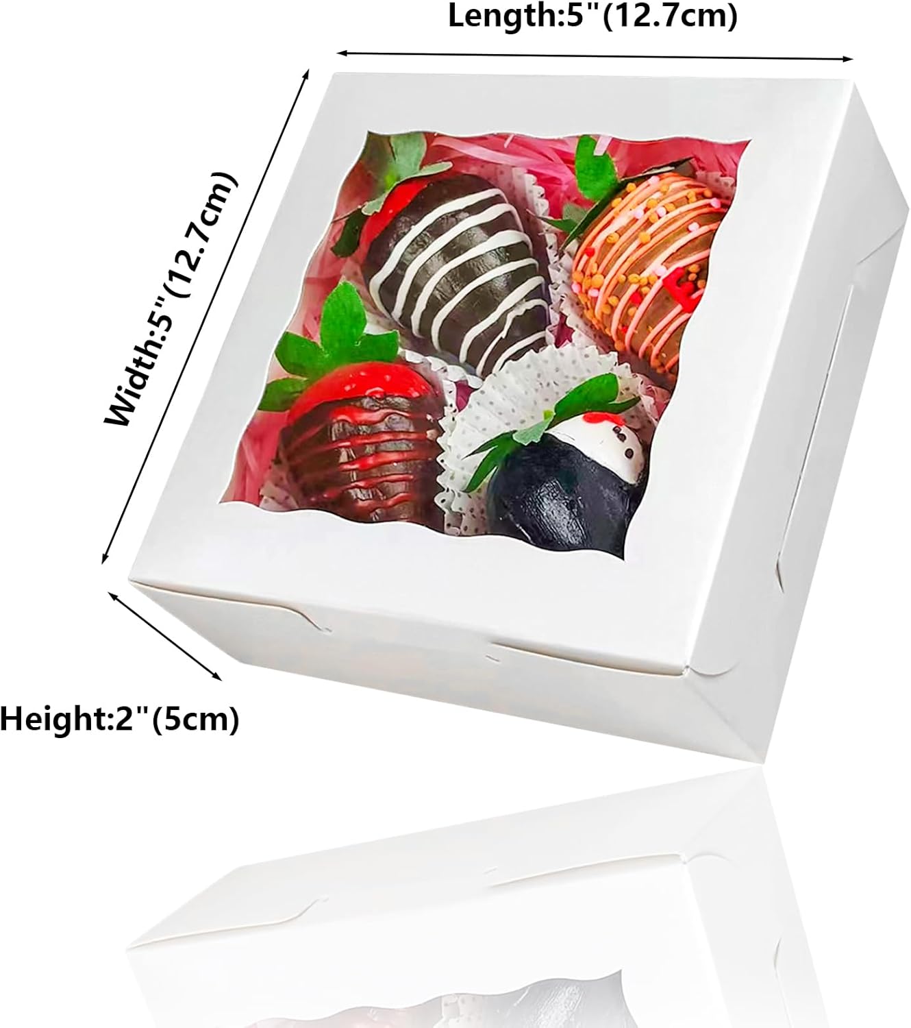 100 cajas de galletas de 5 x 5 x 2 pulgadas, cajas de panadería, cajas de fresas, cajas de bombas de chocolate, cajas de hoz para tartas, cajas de