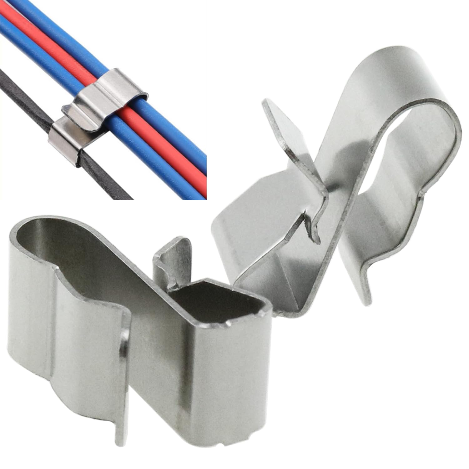 30 clips de alambre de acero inoxidable para marco de remolque de 0.886 in0.89 pulgadas, clips de cable de metal para panel solar, abrazaderas de