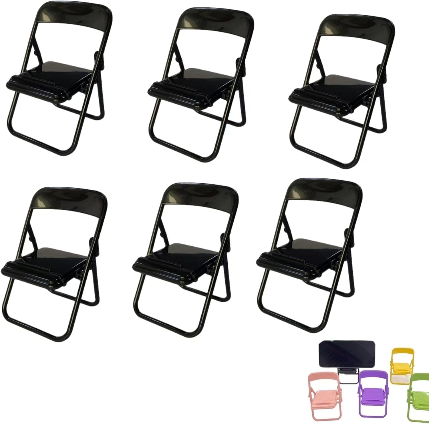 Cyauskoe Mini sillas plegables, pequeños juguetes para sillas plegables, mini soporte para teléfono, sillas plegables a escala 16, sillas plegables