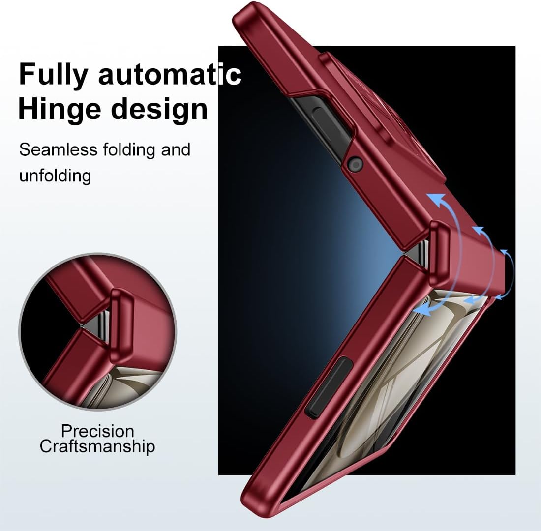 Funda con función atril para Galaxy Z-Fold-5 Protección de bisagra de cubierta completa Funda delgada con cuerpo completo, protector de pantalla y