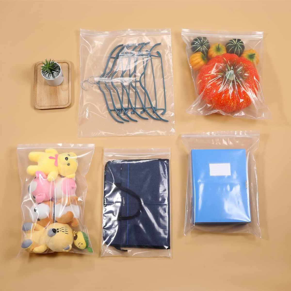 20 bolsas de polietileno grandes con cremallera transparente de 18 x 21 pulgadas de grosor de 4 mil, bolsas de plástico con cierre de cierre con