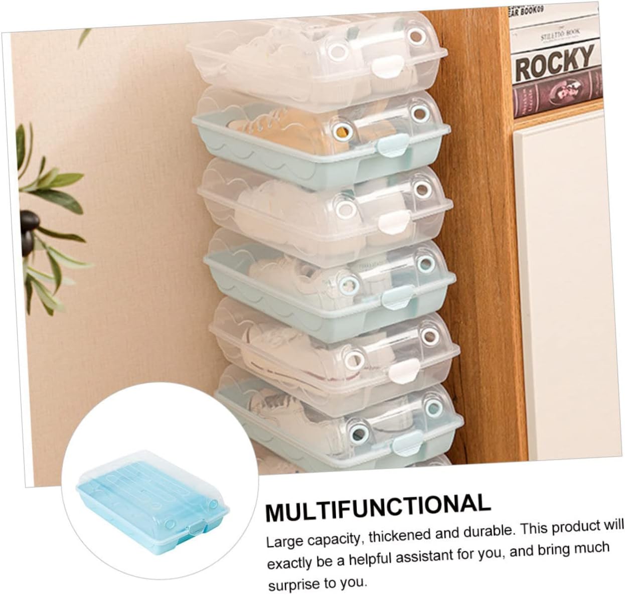 NOLITOY 1 caja de plástico para zapatos, ropa interior de mujer, zapatos de gimnasio para botas, contenedores de zapatos, organizador de cajones de