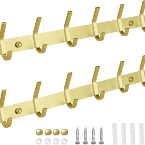 TICONN Perchero montado en la pared, 6 ganchos dobles resistentes de metal, contemporáneo, para chaqueta, abrigo, sombrero, vestíbulo, entrada, baño TICONN Perchero montado en la pared, 6 ganchos dobles resistentes de metal, contemporáneo, para chaqueta, abrigo, sombrero, vestíbulo, entrada, baño