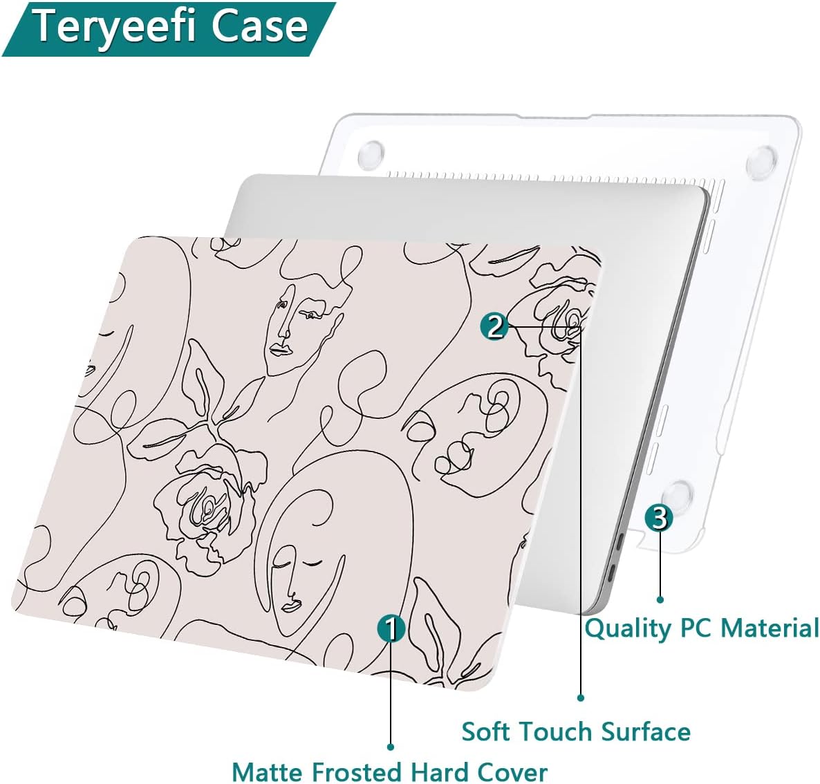 Teryeefi Funda para MacBook Pro de 13 pulgadas A2338 M1 M2 A2289 A2251 A2159 A1989 A1706 (versión 2016-2022), carcasa rígida y cubierta de teclado y