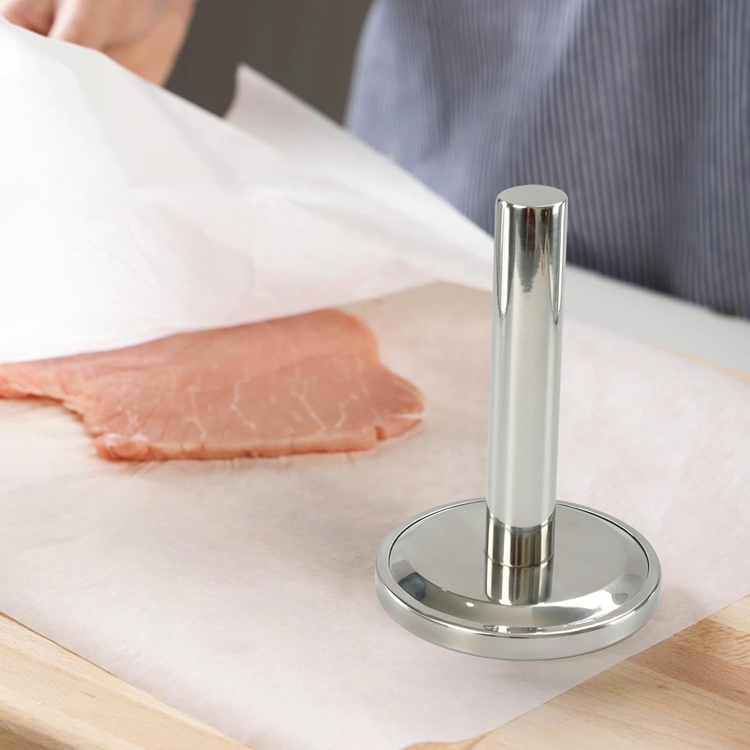 KAYCROWN Martillo ablandador de carne, aplanador de carne, mazo de carne de cocina de acero inoxidable para aplanar carne de carne de aves de