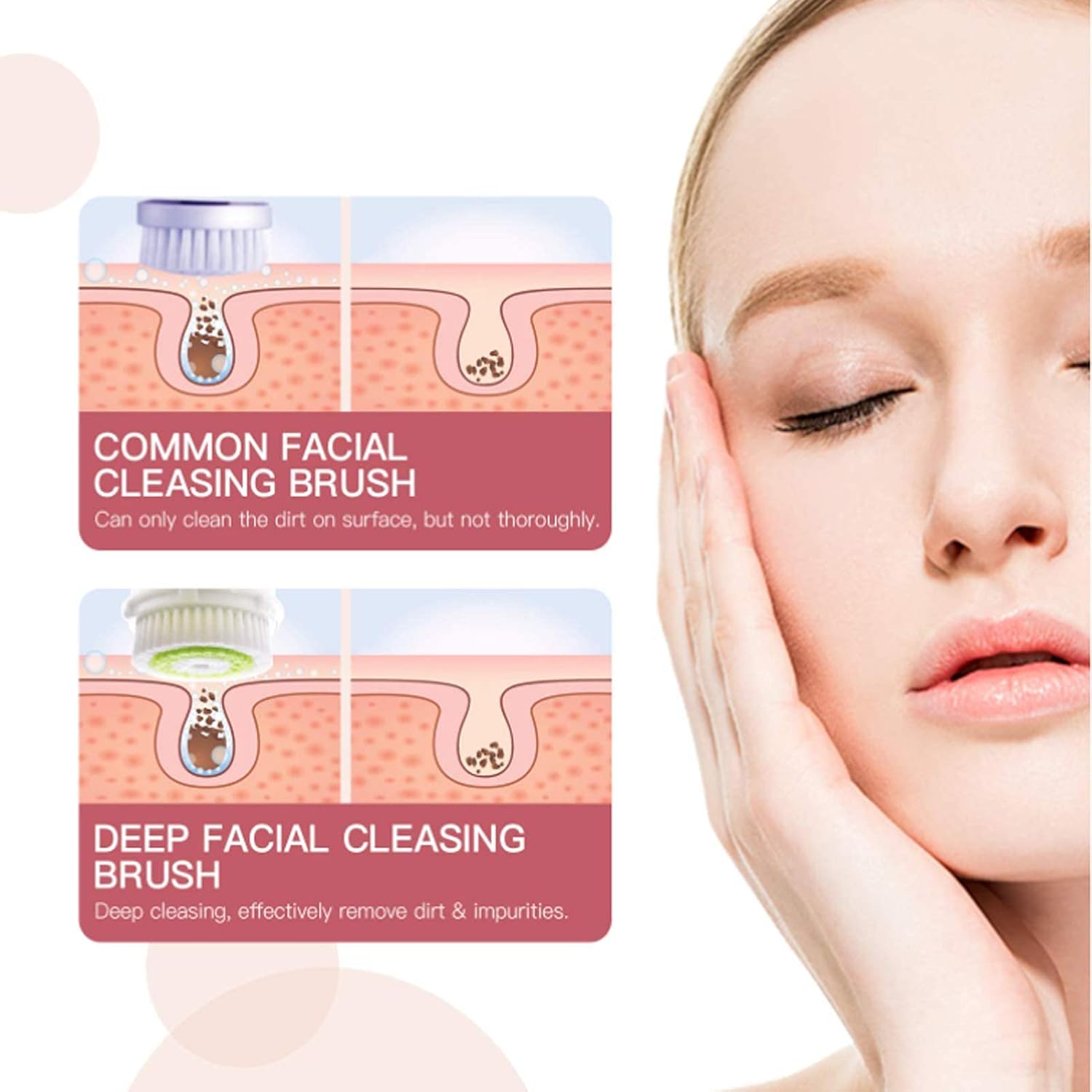 Cabezales de cepillo de limpieza para poros obstruidos y dilatados, limpieza profunda, cabezales de cepillo facial universales (6 piezas)