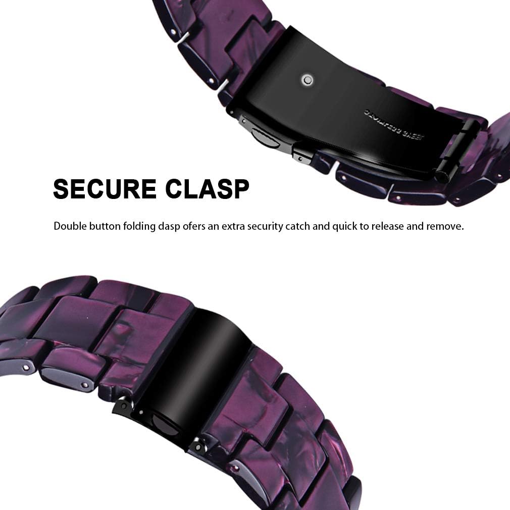 Pulsera de resina compatible con Fitbit Versa 2Versa LiteVersa Band para mujer, correa de pulsera de repuesto de metal con hebilla de acero