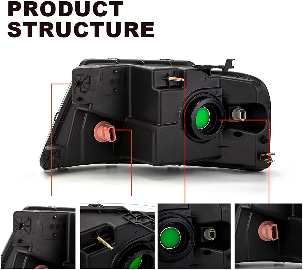 Faros delanteros compatibles con Ford F-150 Pickup 04-0806-08 Lincoln Mark LT, (no para modelos 04 F150 HeritageFlareside Beds), lente transparente,