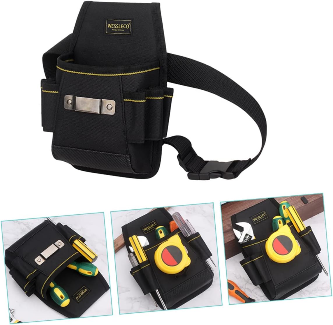 Housoutil Soporte de cinta métrica, bolsa de herramientas para la cintura, bolsa de herramientas de lona, bolsa de herramientas de fontanero,