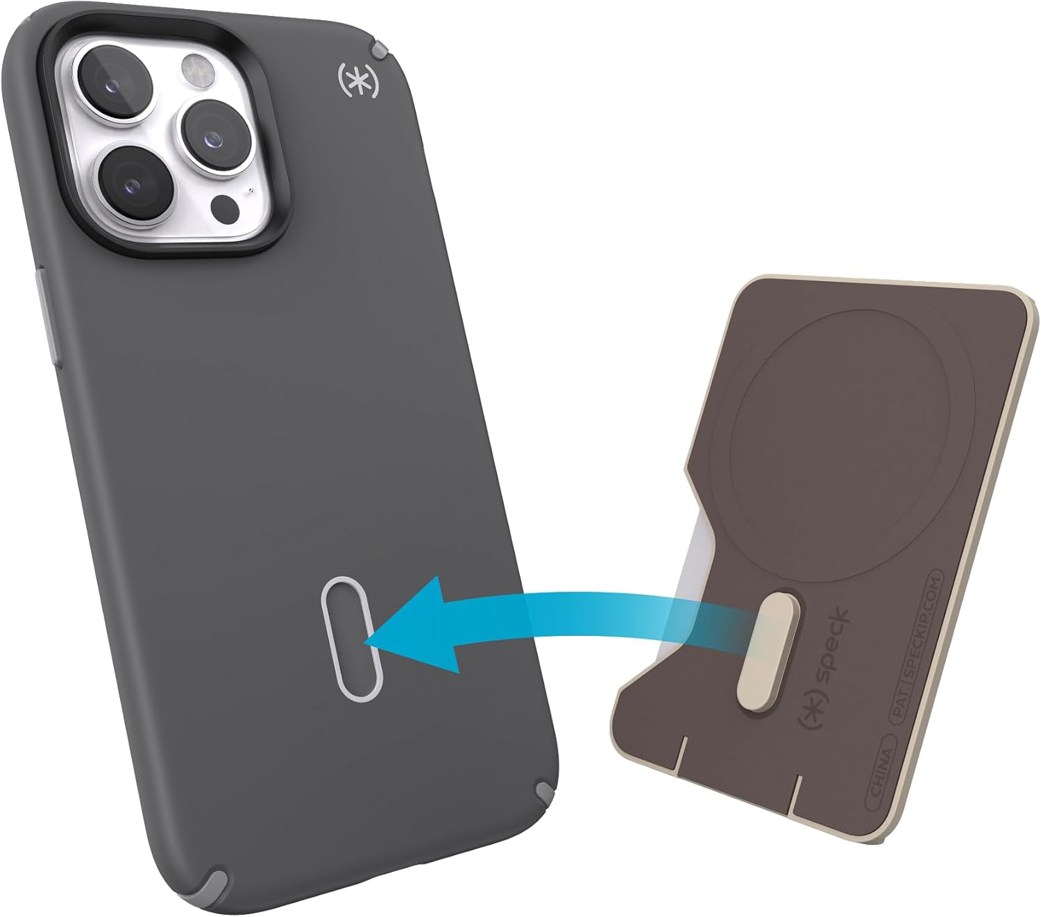 Speck Accesorio MagSafe para iPhone Wallet  Bloqueo extraíble de clicklock antideslizante  Capacidad para 1  3 tarjetas  Acabado suave al tacto,