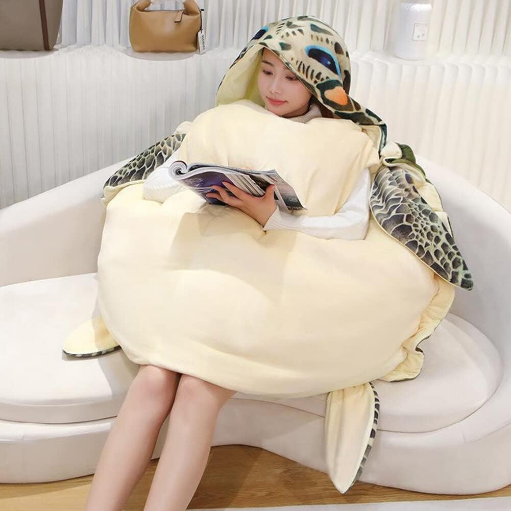 Almohadas creativas de concha de tortuga, suaves y transpirables, de peluche, para fiesta, cosplay, tortuga, animal, de peluche, 39.3 pulgadas