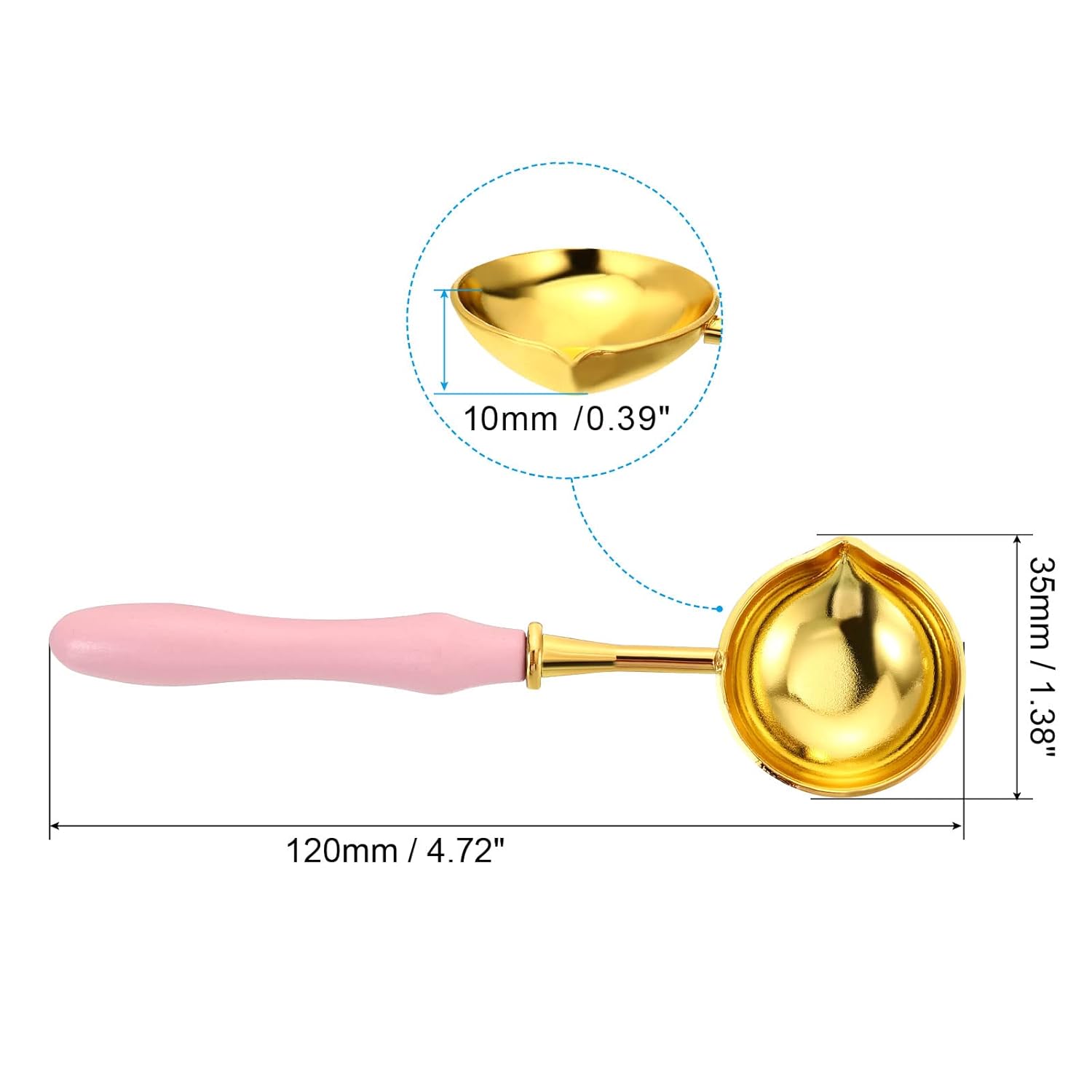 PATIKIL Cuchara de sellado de cera de 4 pulgadas, 3 cucharas de fusión de sellado de cera de latón, mango largo vintage de madera para sello de
