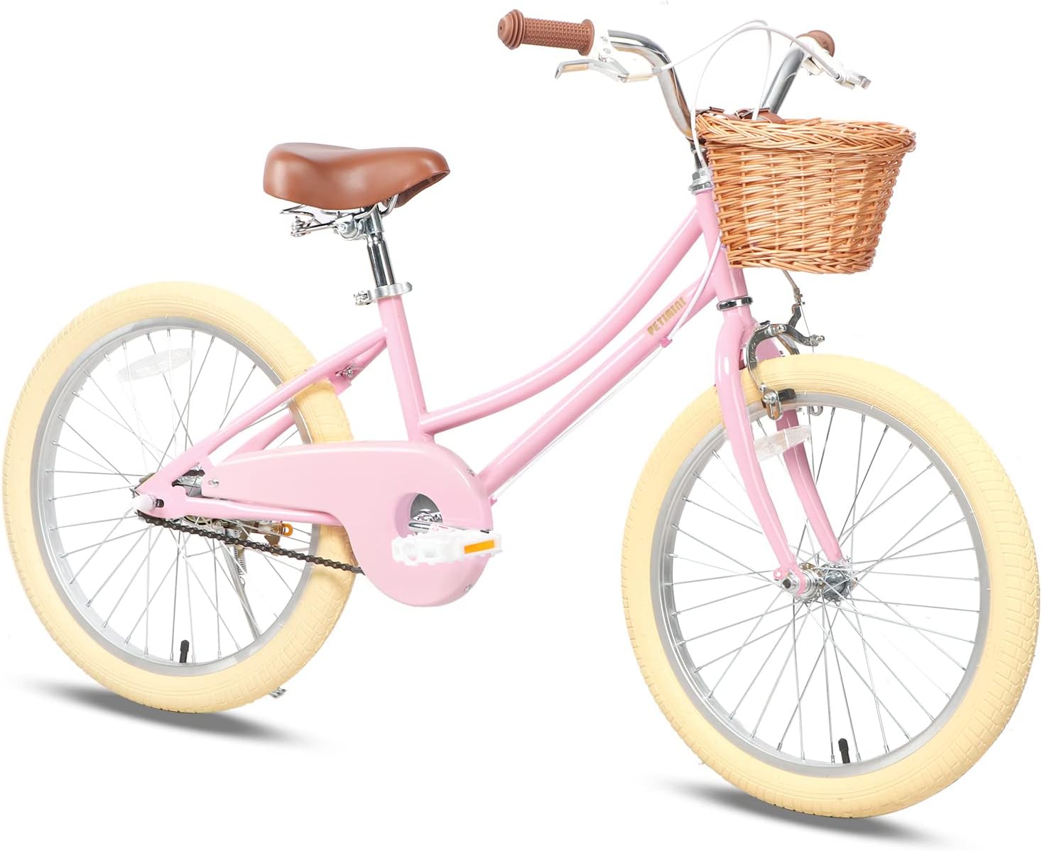 Petimini Bicicleta para niñas con cesta para niños de 2 a 12 años, bicicleta de 12, 14, 16, 18 y 20 pulgadas, con ruedas de entrenamiento de