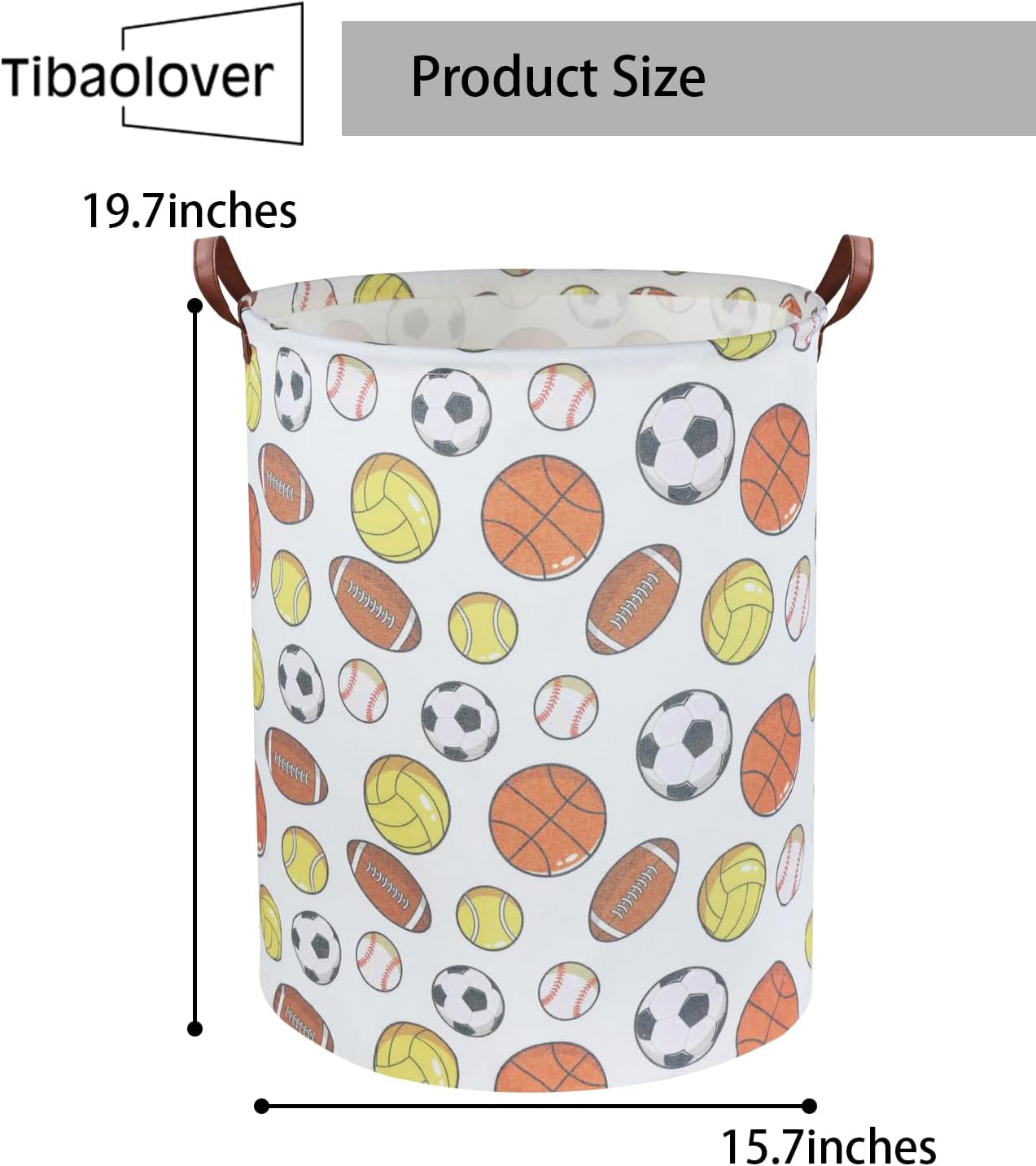 TIBAOLOVER Cesta deportiva para ropa sucia para niños, canasta de baloncesto, fútbol, lavandería, organizador de juguetes, cesta para bebé,