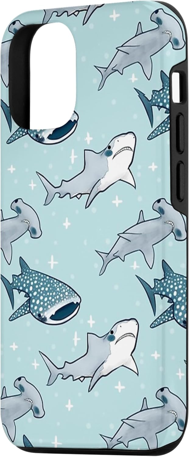 Funda para iPhone 1212 Pro Whale Blue Shark Pattern Case Cute Ocean Sea Life Animal