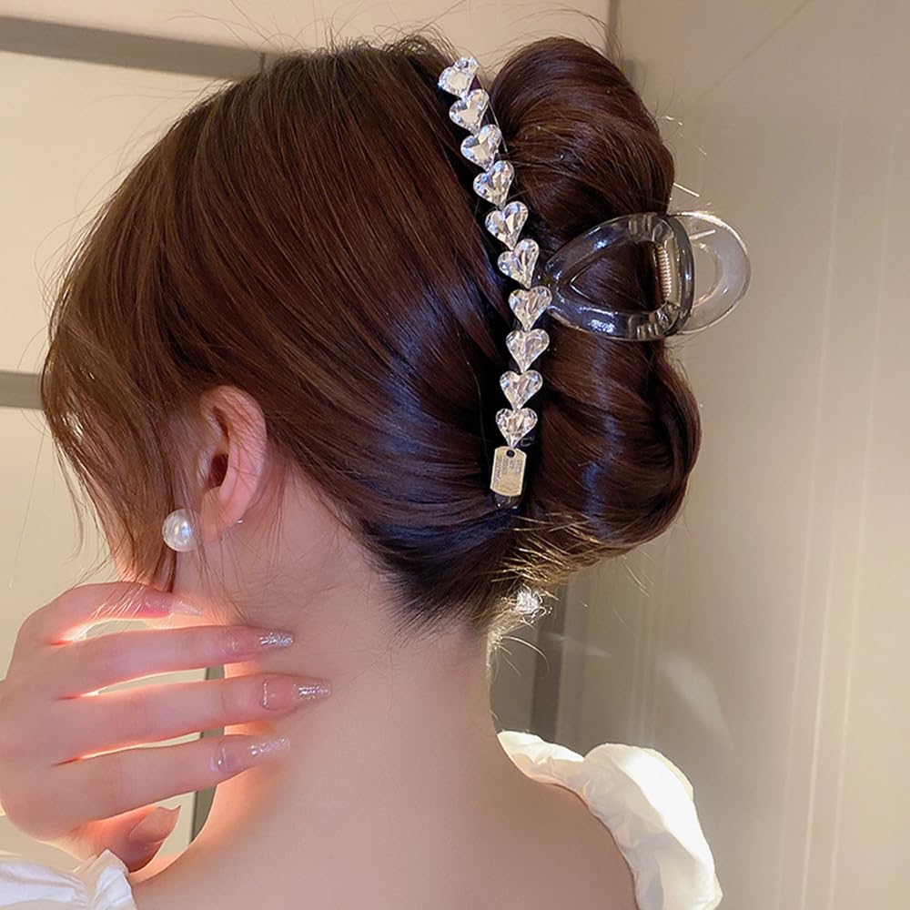 Wiwpar Pinzas grandes para el cabello con diamantes de imitación, pinza de acrílico para el cabello, horquilla para el cabello antideslizante,