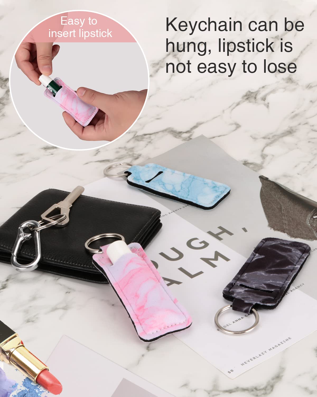 Chapstick Soporte para bálsamo labial, funda para lápiz labial, soporte para brillo de labios con gancho, 3 piezas de relleno de calcetines de