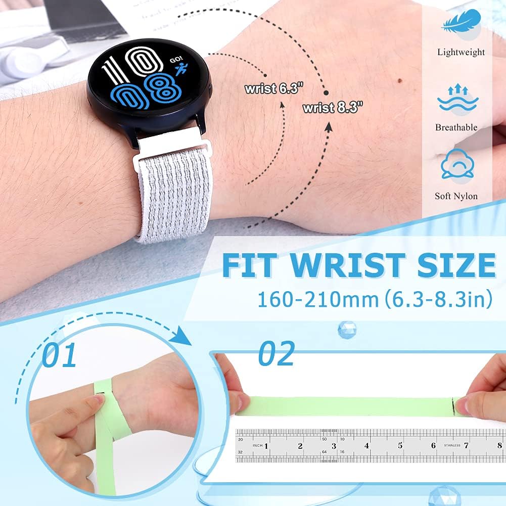 Correas deportivas de nailon de liberación rápida de 0.709 in compatibles con Garmin Venu 2SVivoactive 4SVicomove 3SFossil para mujer Gen 6 1.654