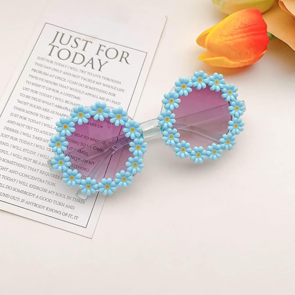Diadema para perro, linda diadema de gato, lentes de sol de flores para mascotas con lazo para la cabeza, accesorios para el pelo de mascotas (azul)