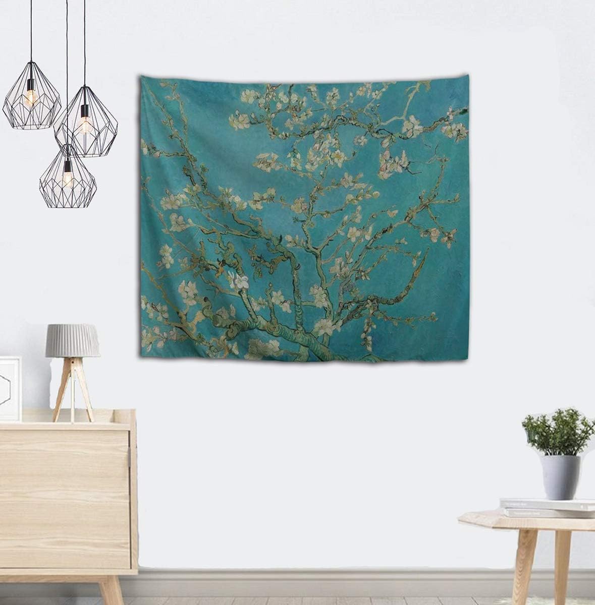 WIHVE – Tapiz para colgar en la pared, de diseño floral bohemio, hippie, psicodélico, étnico, decorativo, de tela para dormitorio, decoración del