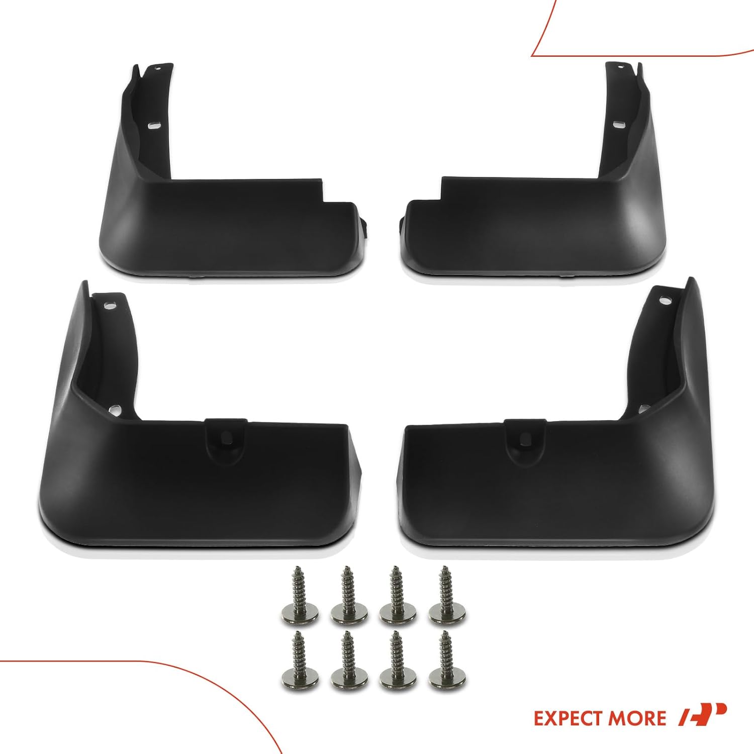 A-Premium Juego de 4 unidades de guardabarros con kit de accesorios compatibles con Hyundai Sonata, 2018-2019, sedán, color negro, delantero y