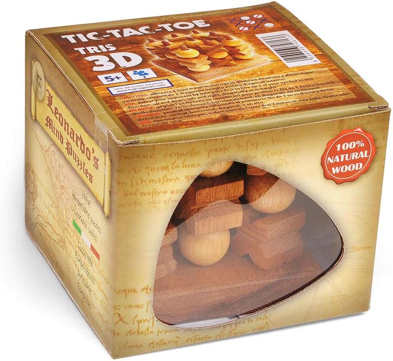 Logica Puzzles Art. Tic-Tac-Toe 3D – Juego de mesa en madera fina – Juego de estrategia para 2 jugadores – Nuevas estrategias 3D