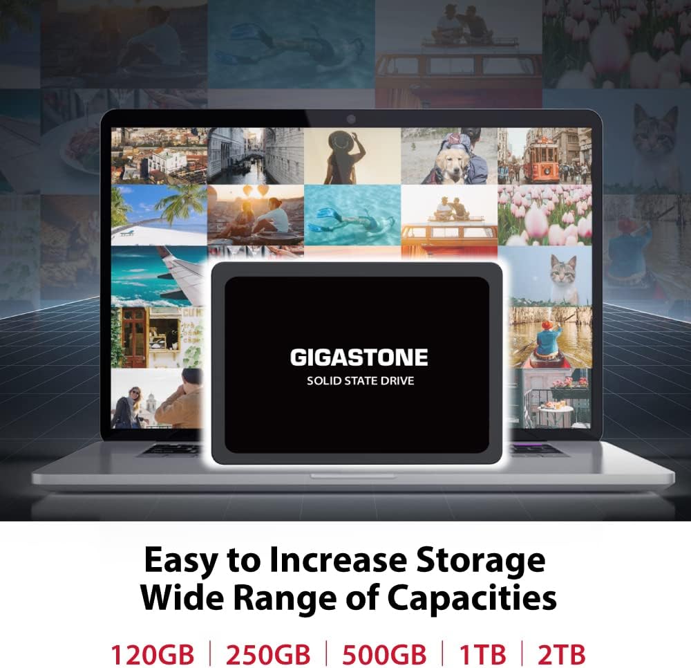 Gigastone SATA SSD de 120 GB, paquete de 30 unidades SSD de 2.5 pulgadas 3D NAND SSD interno SLC Velocidad de aumento de caché de 500 MBs unidades