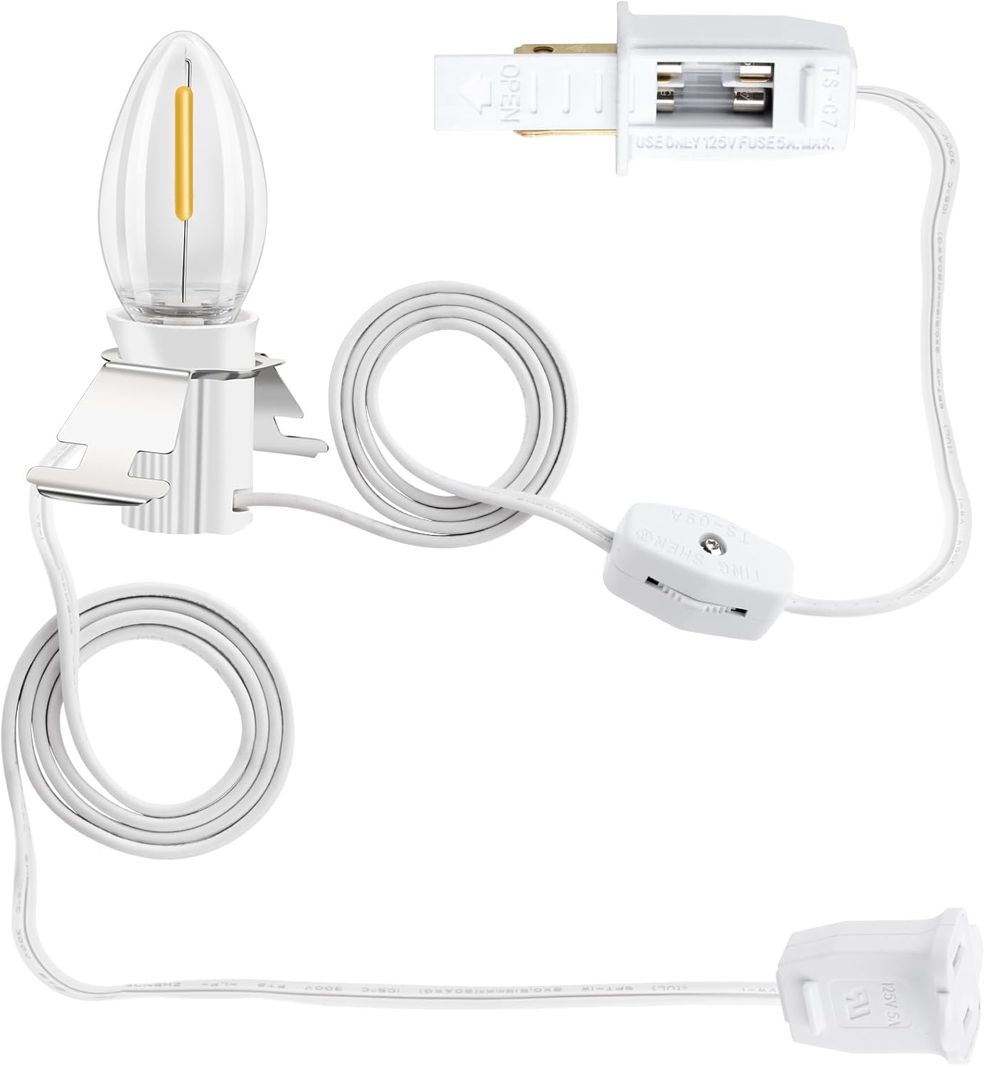 kzfuli Christmas Village – Luces LED moldeadas por soplado C7. 4.9 pies con fusible de interruptor, adecuadas para linternas de calabaza de