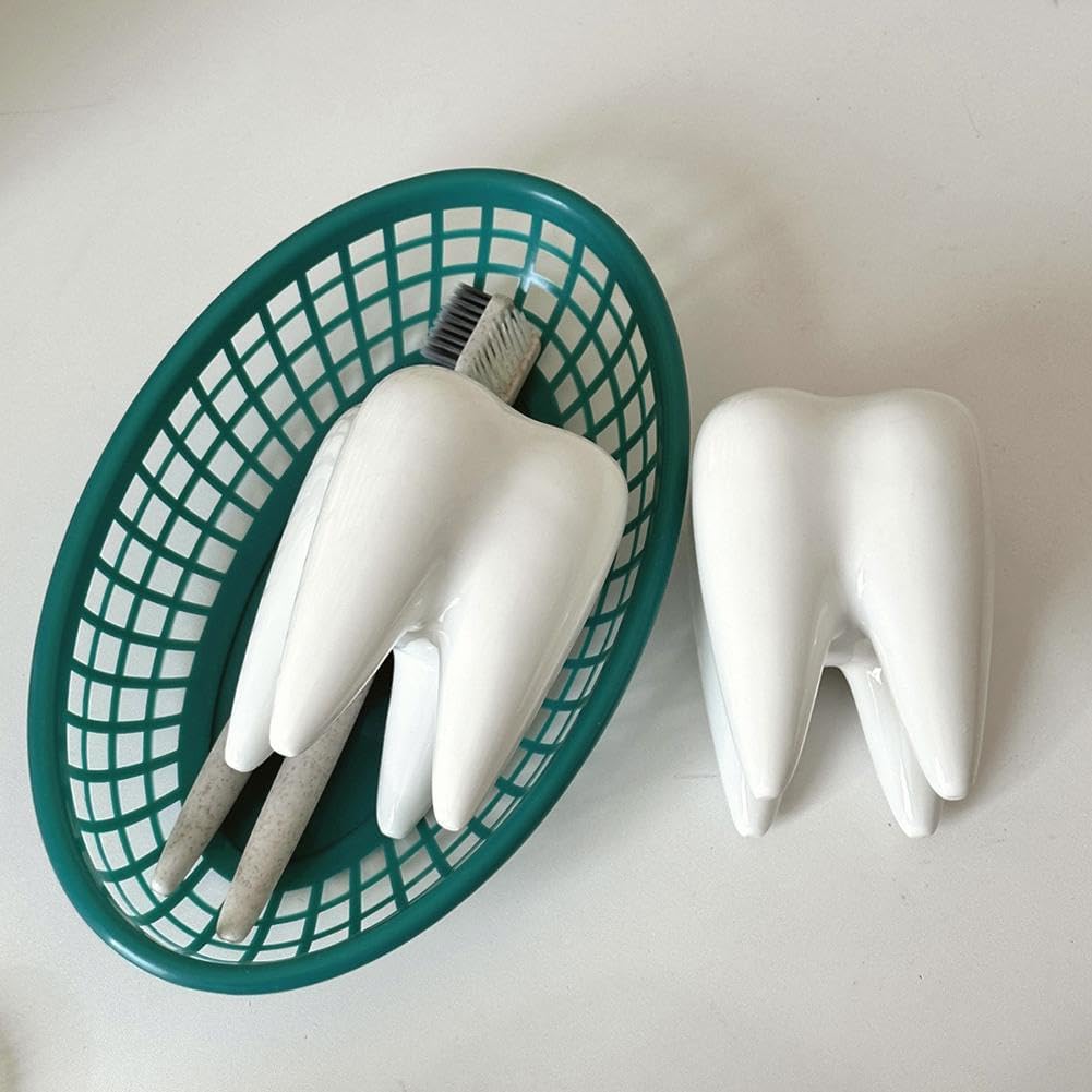 Portalápices de cerámica, soporte para lápices en forma de diente, divertido soporte de cerámica con forma de diente, accesorios de escritorio para