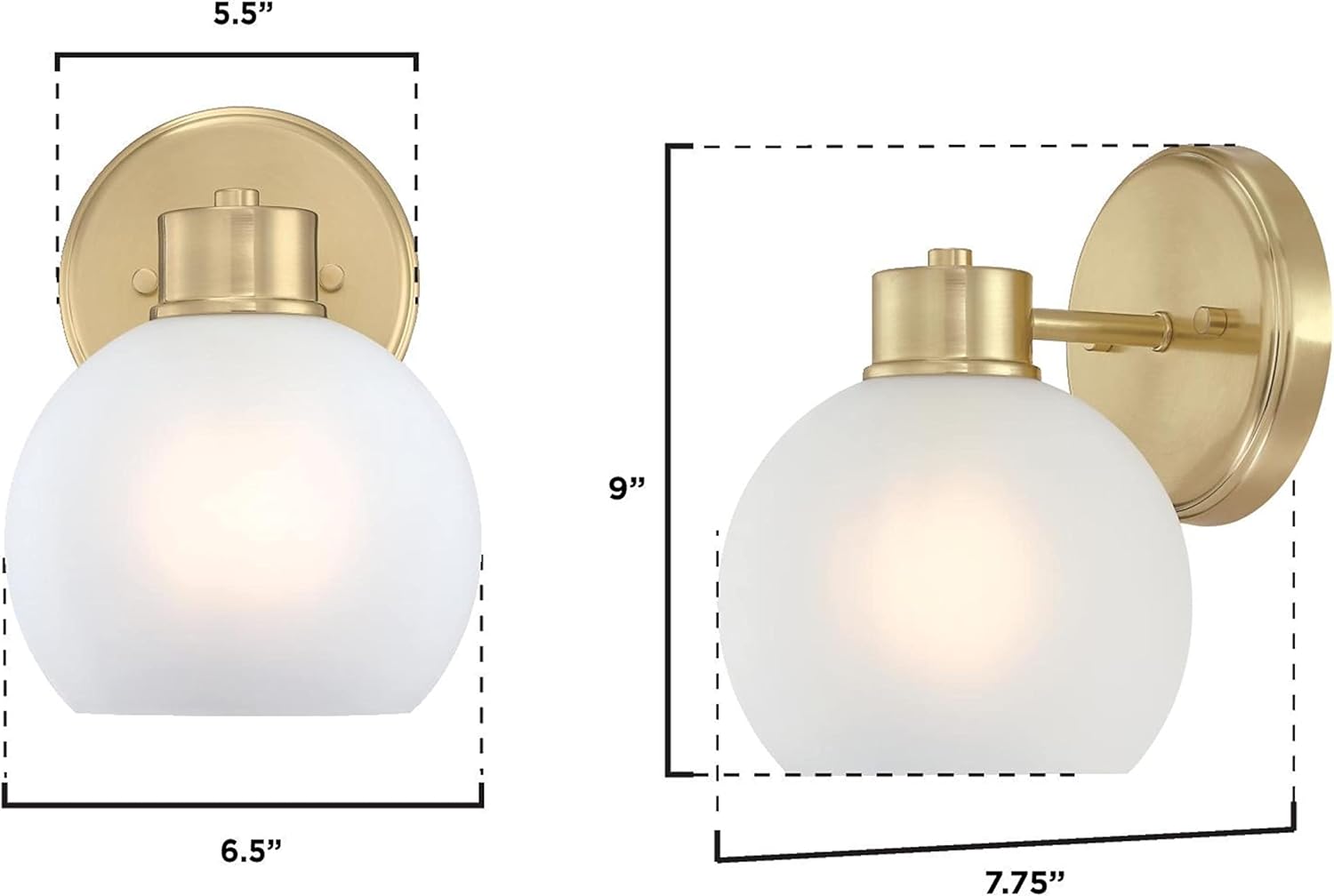 Westinghouse Lighting 6127600 Dorney – Lámpara de pared transicional de una luz, acabado de latón champán, vidrio esmerilado