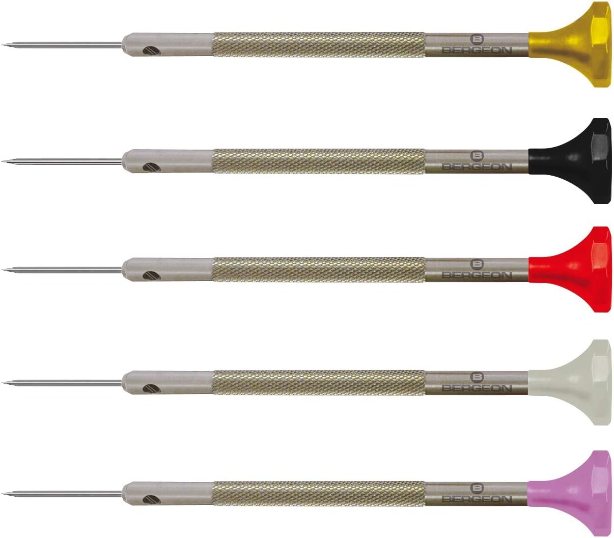 Bergeon 30081-P05 Surtido de 5 destornilladores de acero inoxidable – Fabricado en Suiza