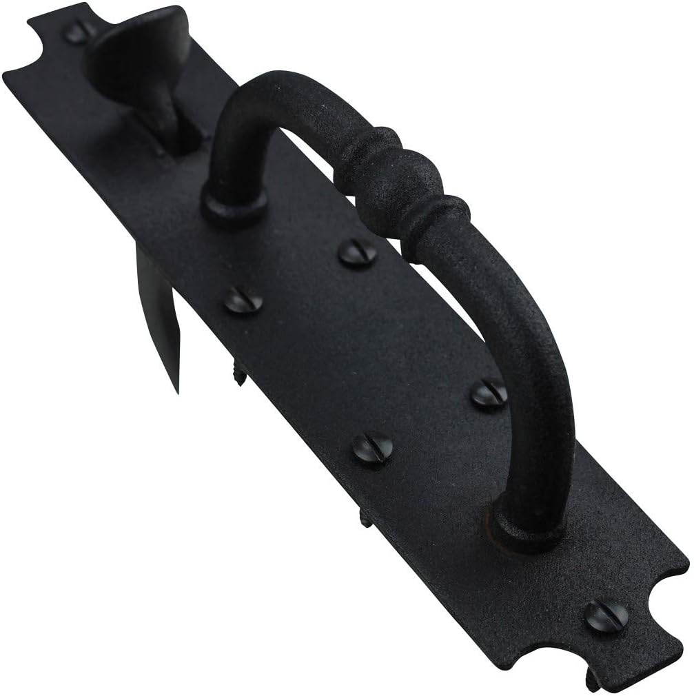 Renovators Supply – Pestillo de puerta Norfolk de hierro fundido negro, resistente y decorativo, ideal para puertas y puertas, pestillo de puerta